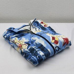 Allison Daley 3/4 Sleeve‎ Full Zip Jacket Nautical Pattern Size PL Gently Used